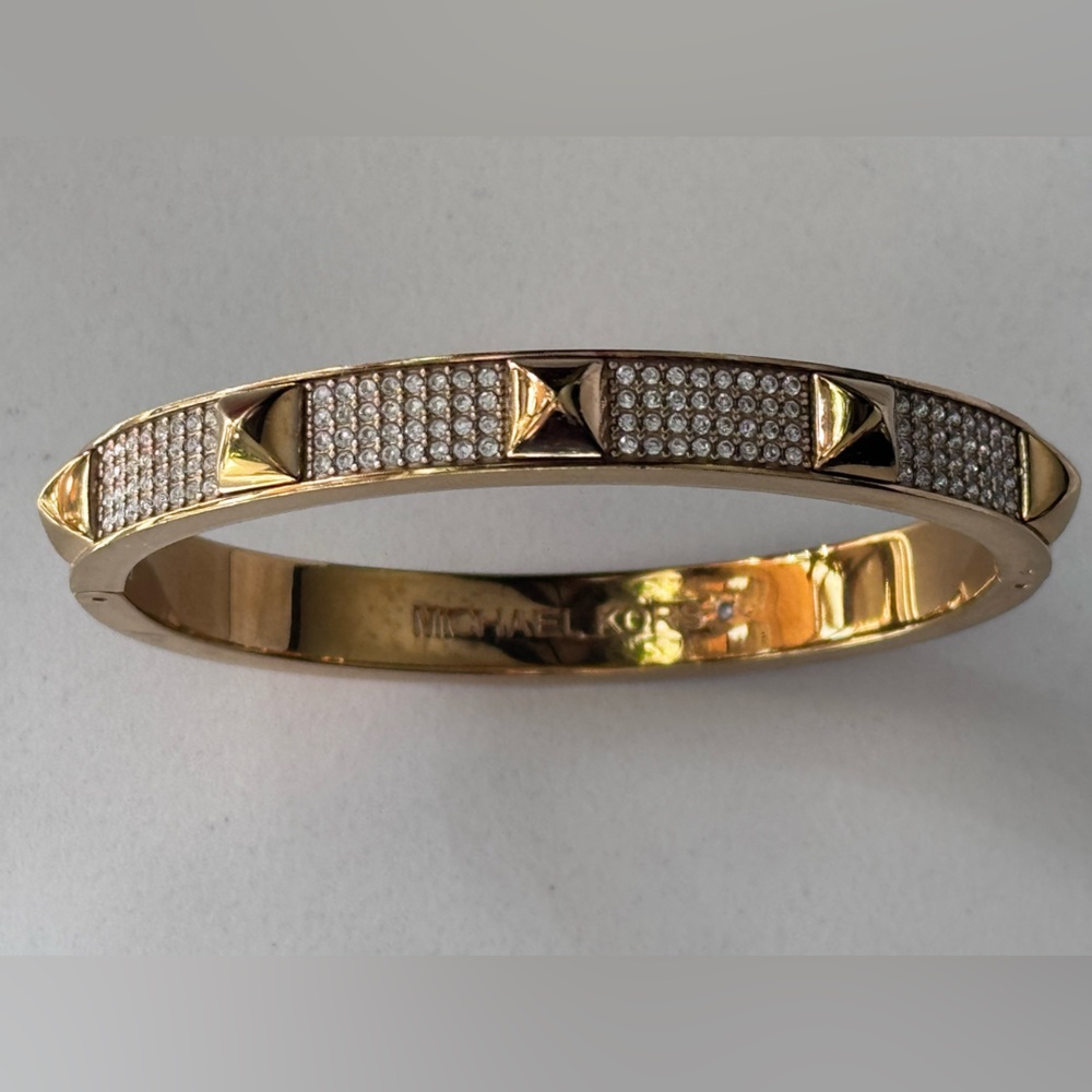 Michael Kors Gold Pavé Pyramid Stud Bangle Bracelet
